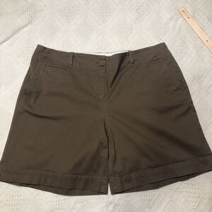 Talbots Womens 14 Relaxed Chino Short Brown Casual Everyday Cotton Stretch